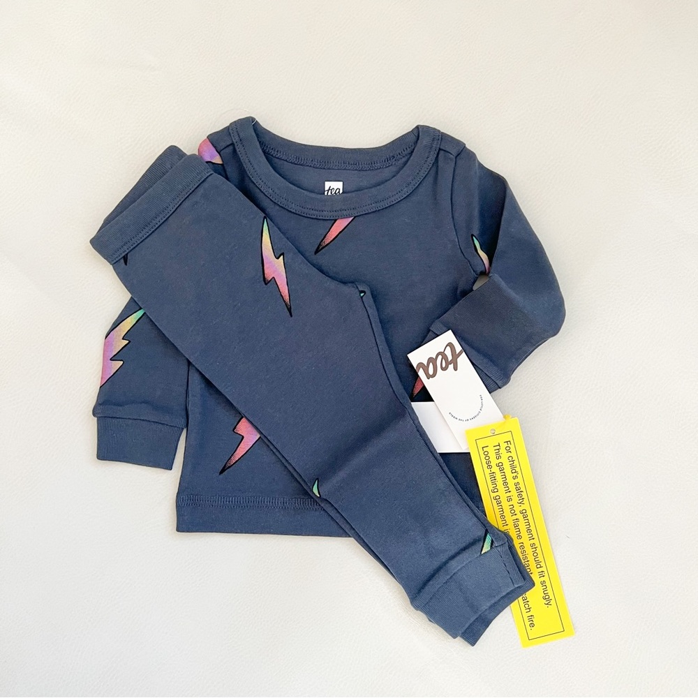 NWT Tea Collection Fast As Lightening PJ’s 6-9m